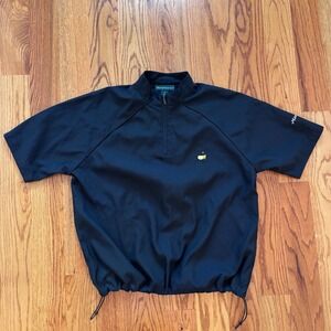 Masters Collection Golf Windshirt Black Short Sleeve Quarter Zip Jacket Medium